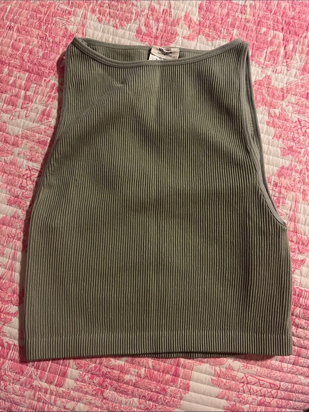 Cotton On Olive Ribbed Crop Tank